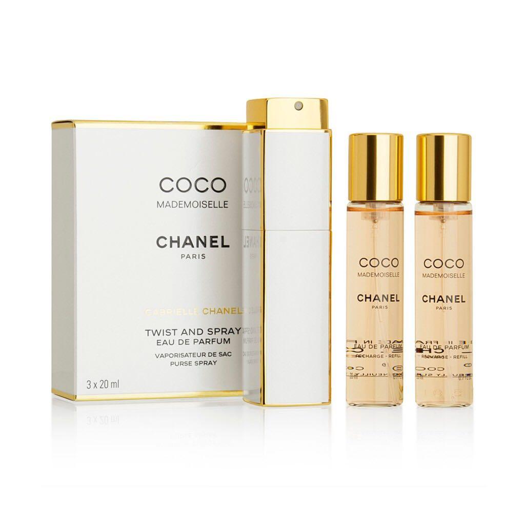 Chanel Coco Mademoiselle Eau De Toilette Twist & Spray 3 X 0.7 Ounces 