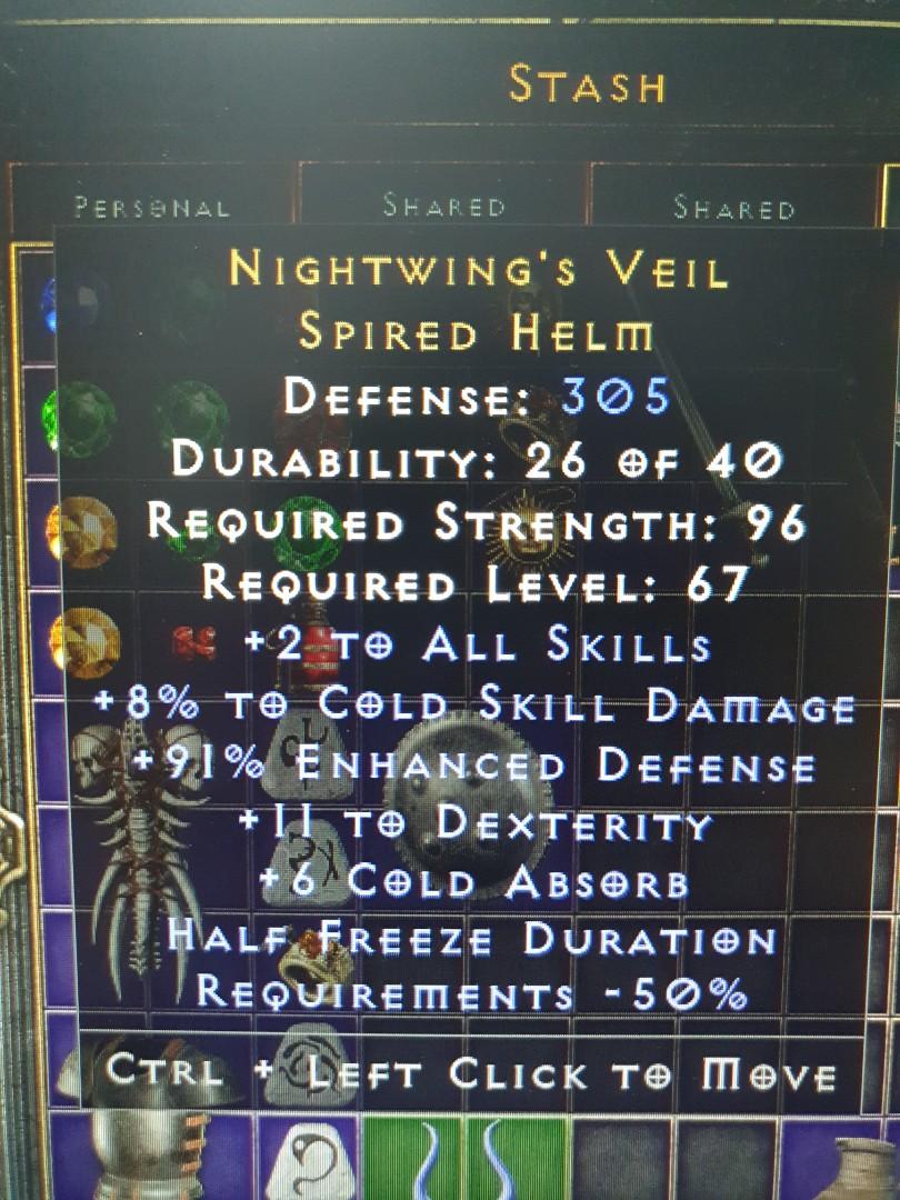 D2R diablo nightwings veil spired helm, Video Gaming, Gaming