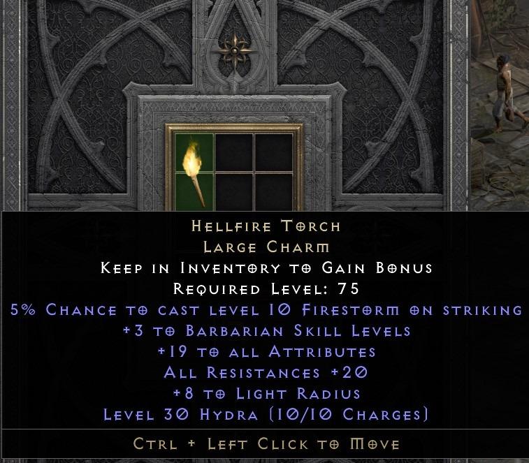Diablo 2 D2R 19/20 Barb Hellfire Torch, Video Gaming, Gaming