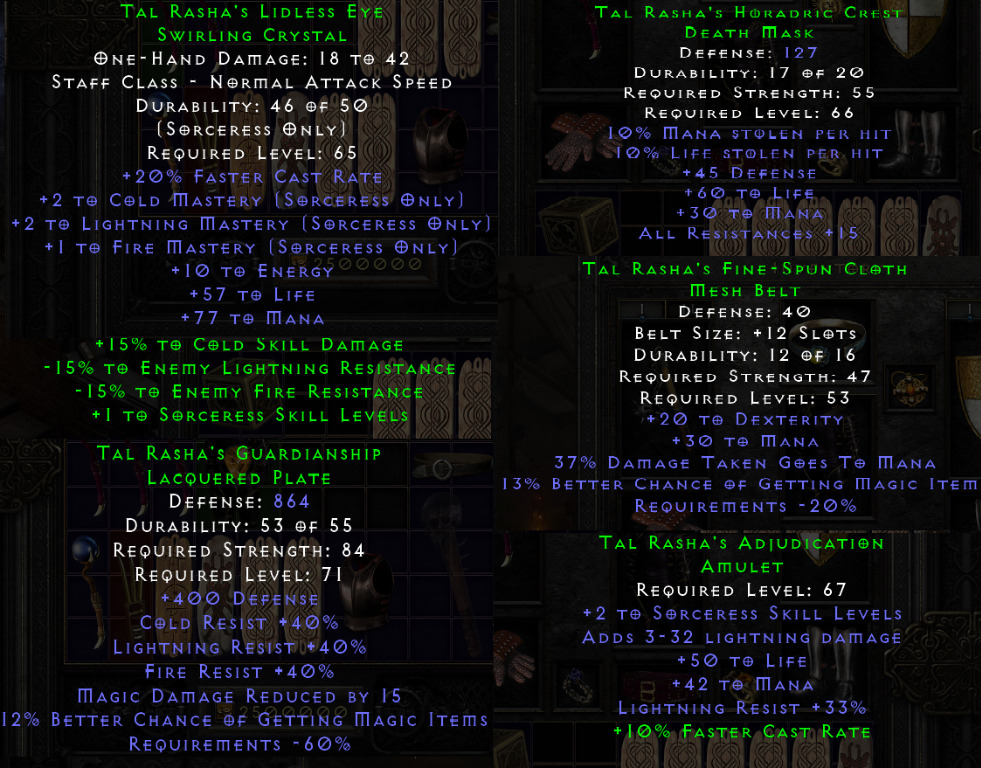 Diablo 2 Resurrected (D2R) Tal Rasha's Wrappings Complete Set, Video