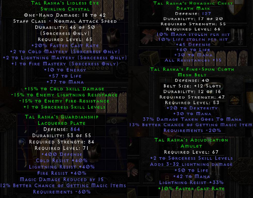 Diablo 2 Resurrected (D2R) Tal Rasha's Wrappings Complete Set, Video