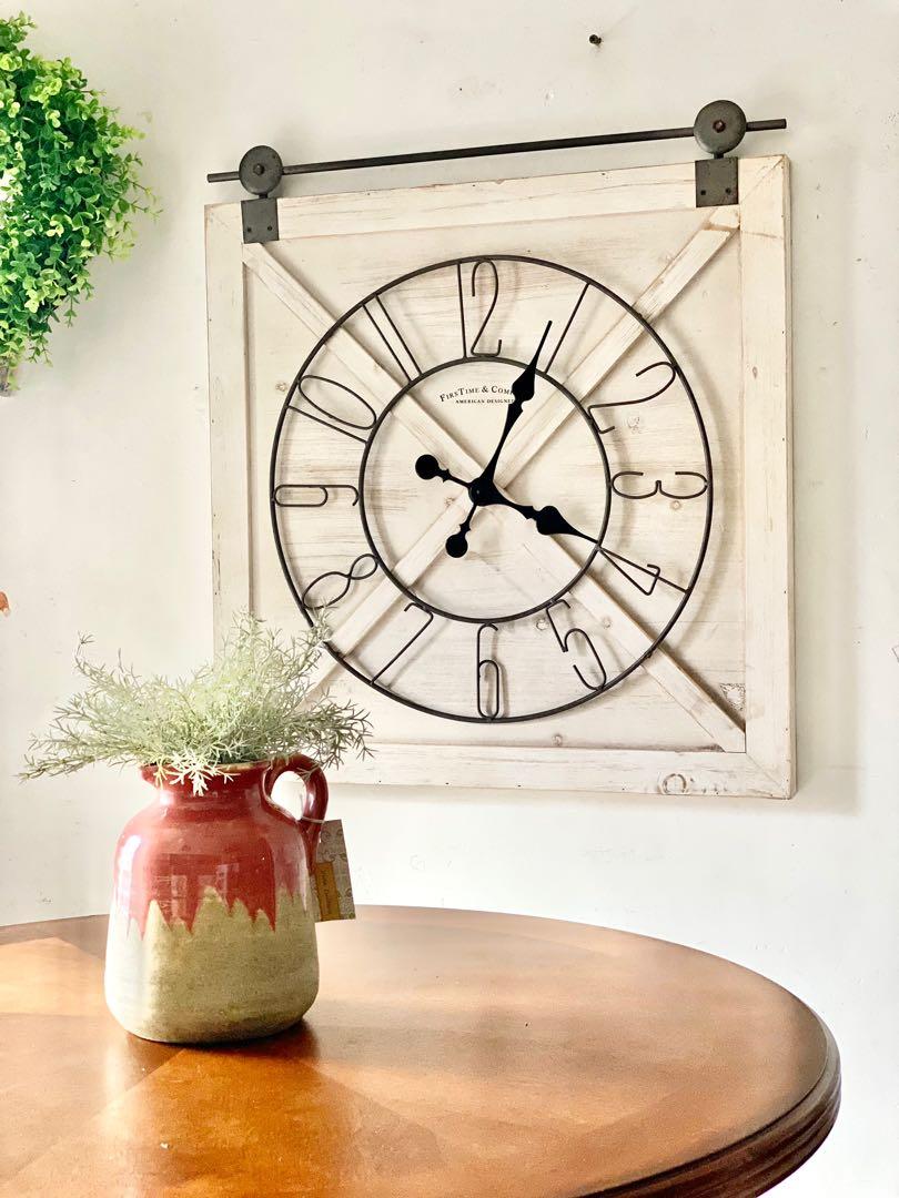 Farmstead Barn Door Wall Clock, Furniture & Home Living, Home Decor, Clocks on Carousell