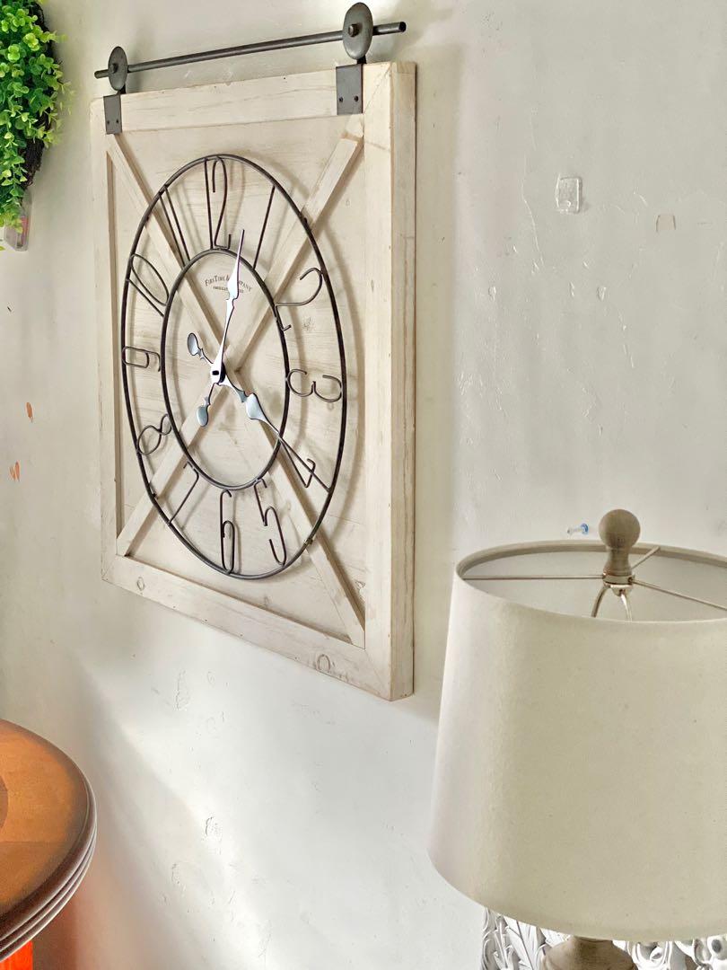 Farmstead Barn Door Wall Clock, Furniture & Home Living, Home Decor, Clocks on Carousell