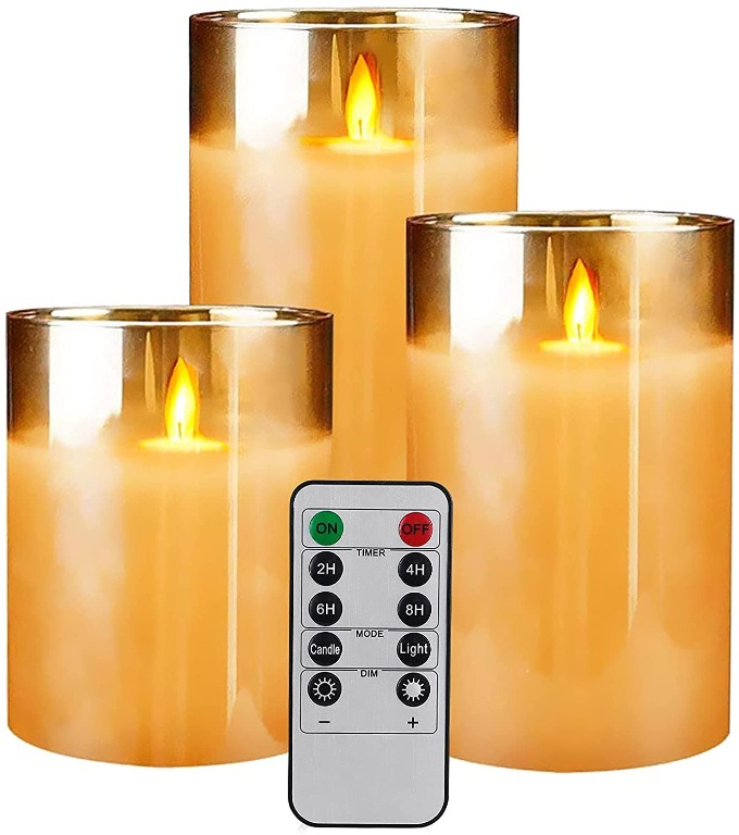 Flameless Candles, Realistic Battery Operated Pillar Candles Fake Candles with 18-Key Remote Control for Halloween Festival 12 Colors Wedding Diyife Flickering LED Candles with Timer Christmas