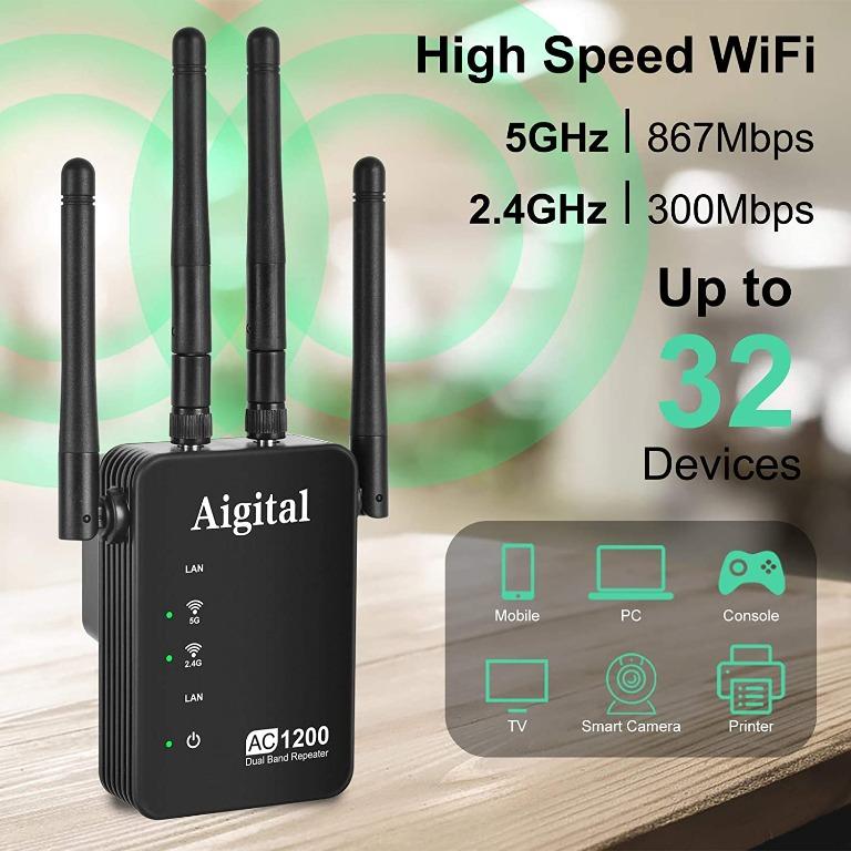 H1155 Aigital WiFi Repeater Extender 1200 WiFi Range Extender Dual Band