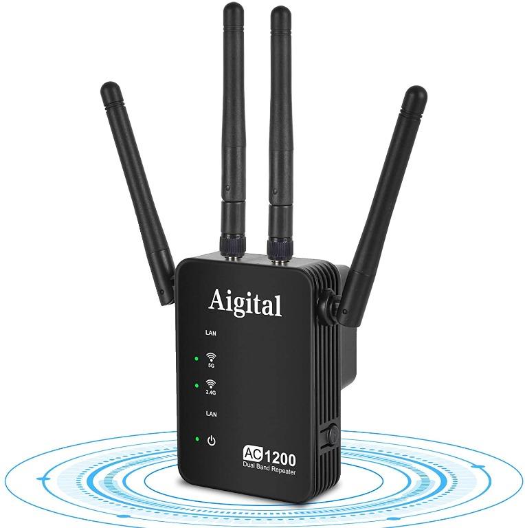 H1155 Aigital WiFi Repeater Extender 1200 WiFi Range Extender Dual Band ...