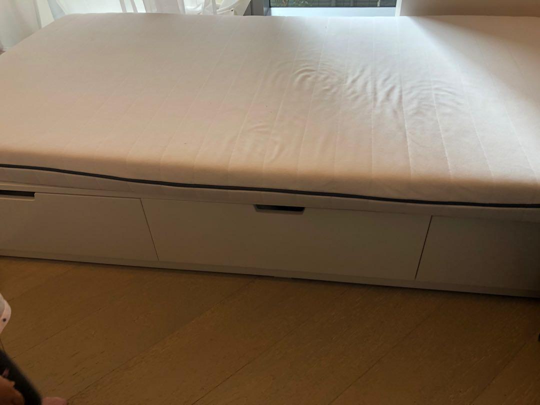 Ikea Nordli Single bed with mattress, 傢俬＆家居, 傢俬, 床架及床褥 Carousell