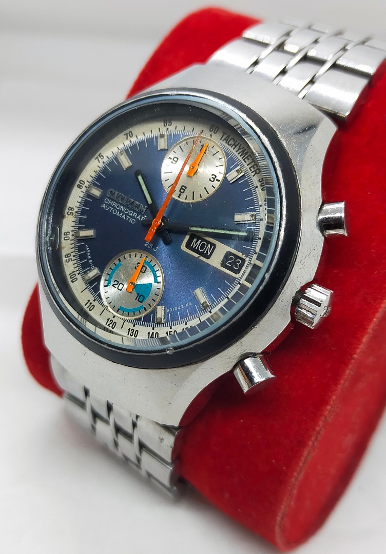 Jam Tangan Citizen Flyback Chronograph Automatic Japan Vintage Blue Dial