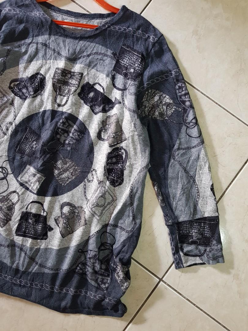 Knitwear basic pattern (Category: Blouses) located in Sungai Buloh. Submitted by xerynhuihui (Listing ID 1120931350, Image 1). Description: pattern design basic knitwear size L/ XL pit 22 labuh 30 material soft tak panas tak jarang condition nice no defect colour might differ due to lighting postage excluded.