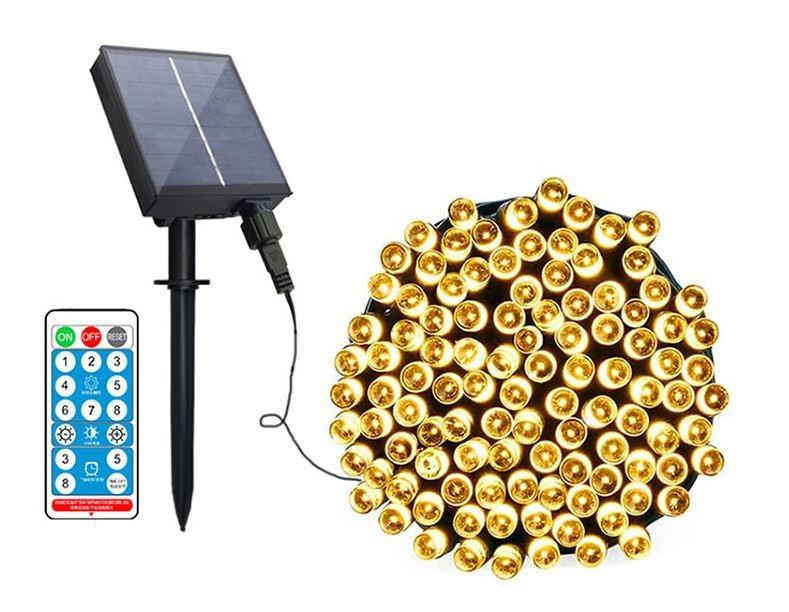 LED String Lights with Solar Power, Remote Control for Outdoor