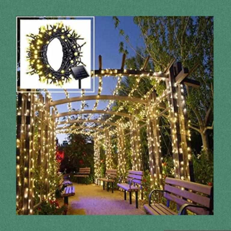 LED String Lights with Solar Power, Remote Control for Outdoor