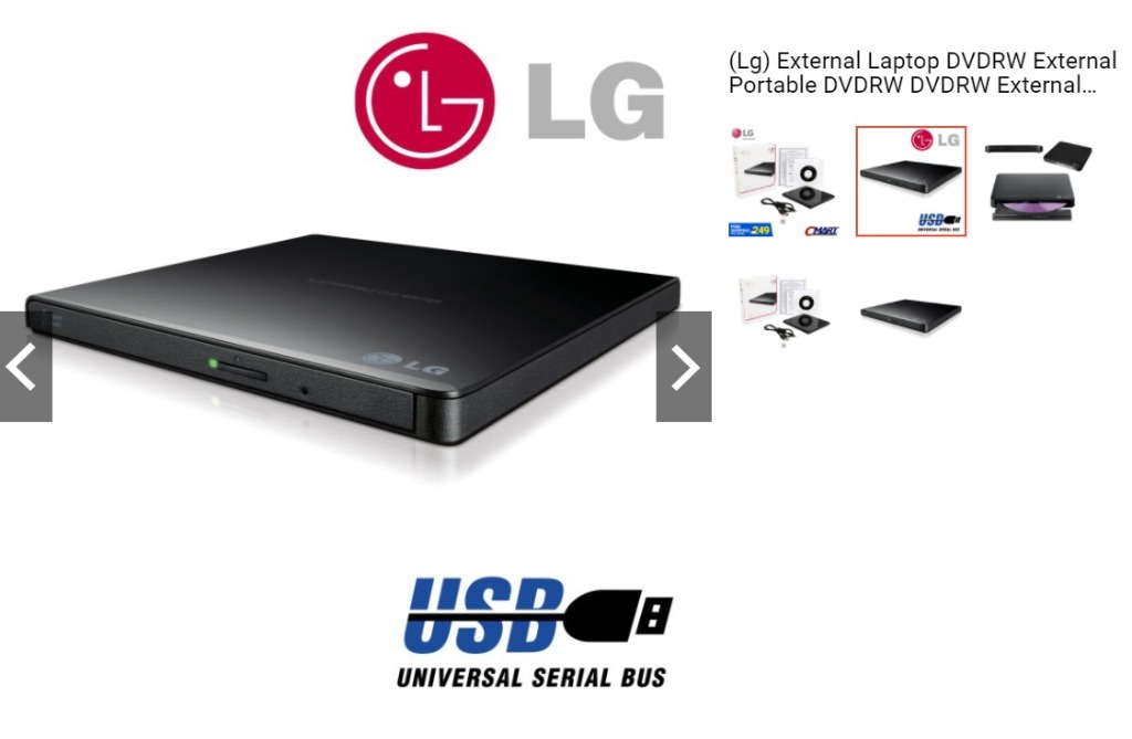 LG Ultra Slim Portable External DVD Writer, Computers & Tech, Parts ...