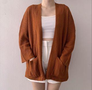 Lola Oversized Knit Cardigan in Rust (fits up to XXL)