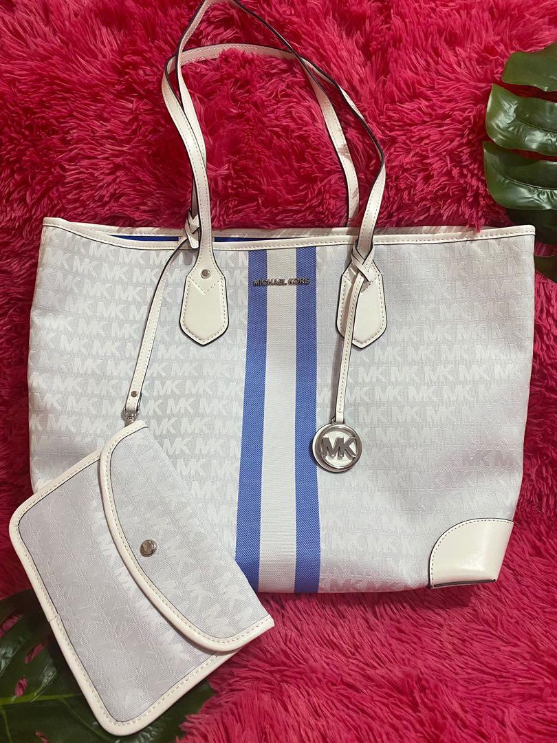 MICHAEL KORS Eva Logo Stripe Tote Bag, Luxury, Bags & Wallets on Carousell