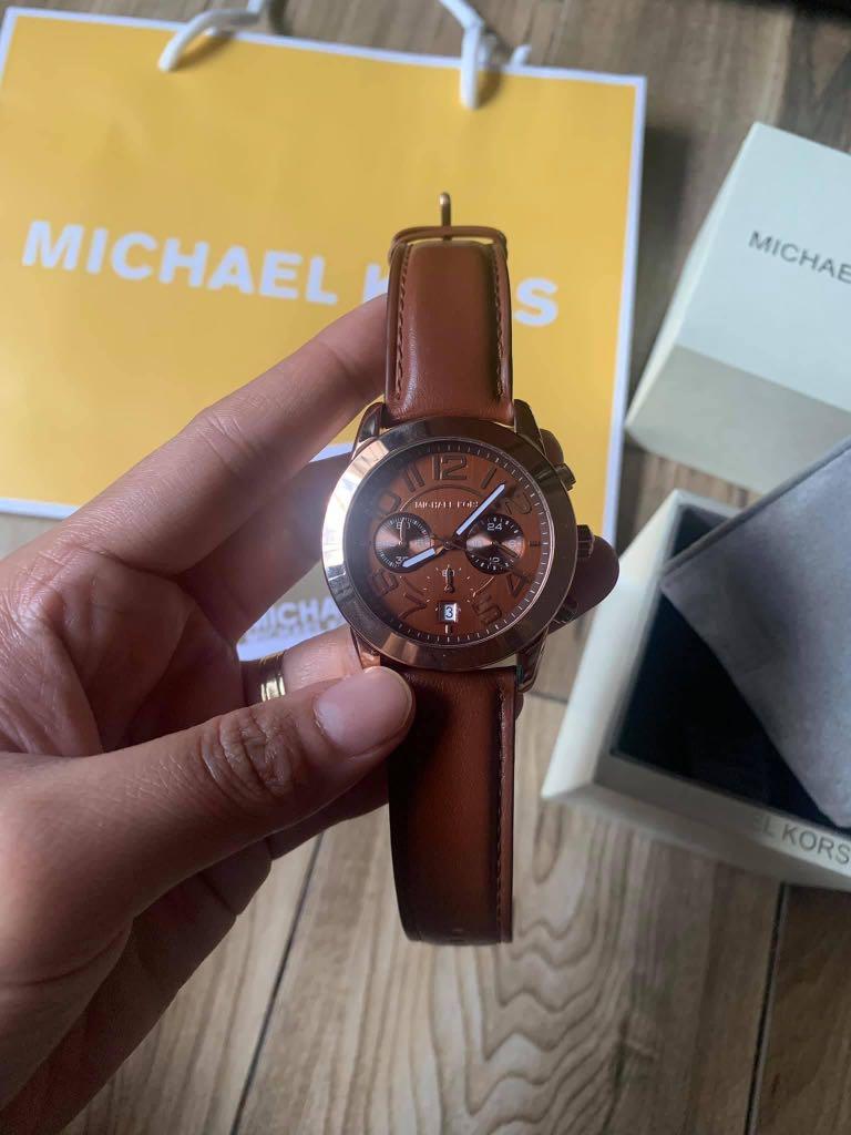 Michael Kors Pyper LadiesÃ Brown Leather Strap Watch  HSamuel