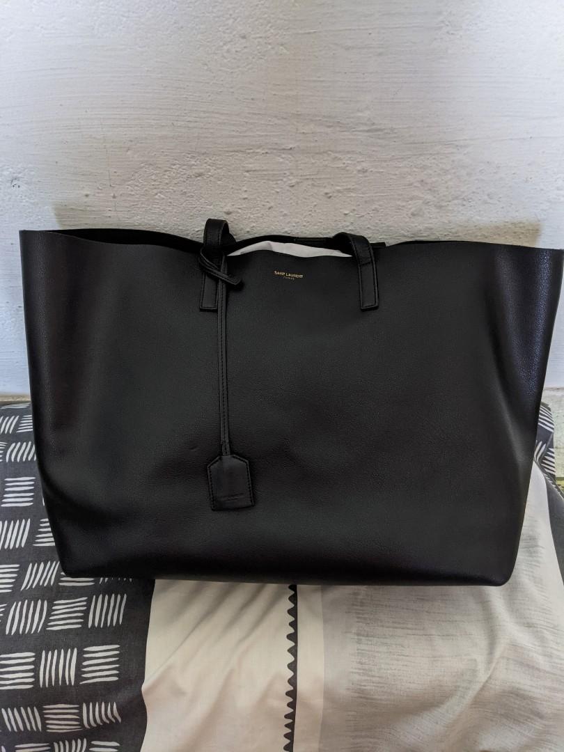 💯% Authentic YSL Black Lambskin Quilted Big Logo Shopping Tote Bag with  Pouch, Luxury, Bags & Wallets on Carousell