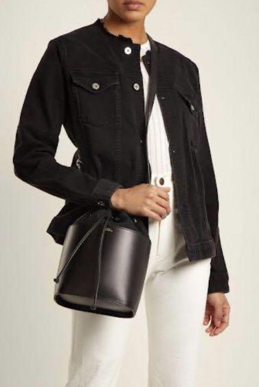 RRP 1190 Authentic APC Clara Small Tassel Bucket Drawstring Shoulder Sling Crossbody HandBag in Black Vegetable Tanned Leather with Suede