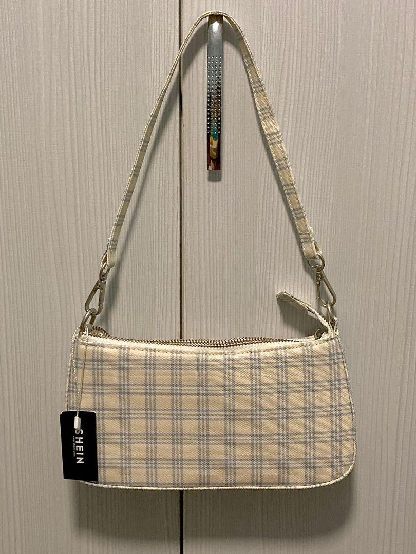 Plaid zip up baguette bag best sale
