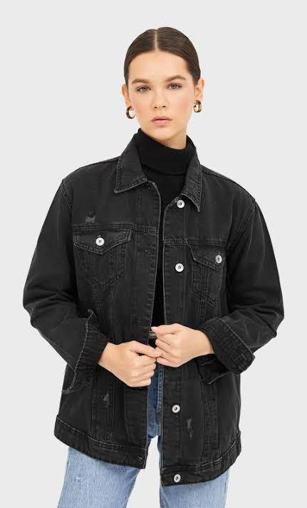 Stradivarius black denim jacket clearance