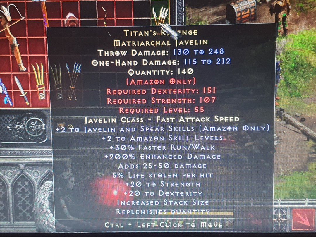 Titan's Revenge Matriarchal Javelin (Upped) Diablo 2 Resurrected D2R