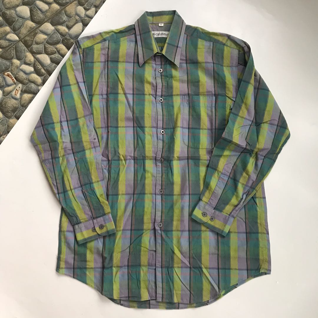 Vintage Balenciaga Plaid Shirt, Fesyen 