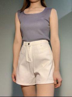 White High Waisted Shorts