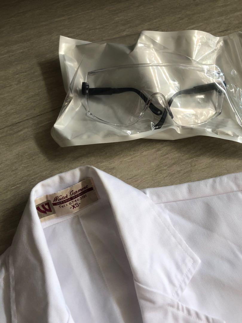 White Lab Coat + Lab Goggles, Women's Fashion, Coats, Jackets and