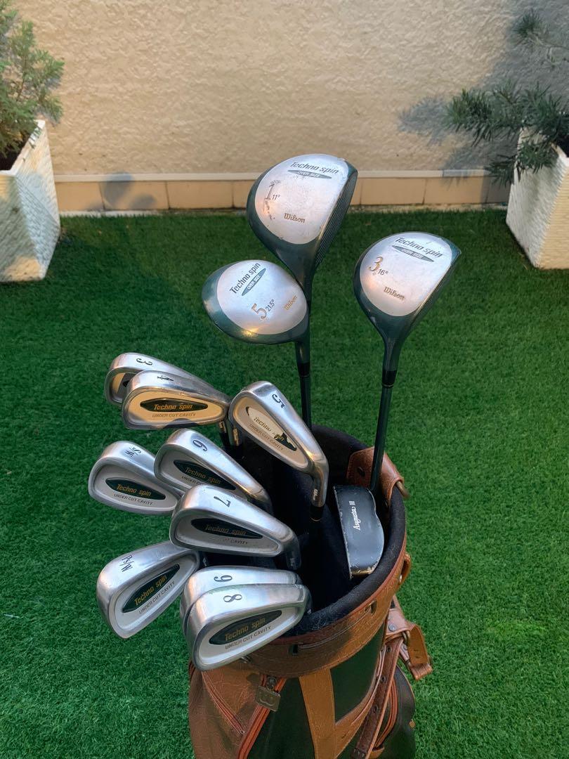 Wilson Golf full Set with leather bag, Sports, Other on Carousell