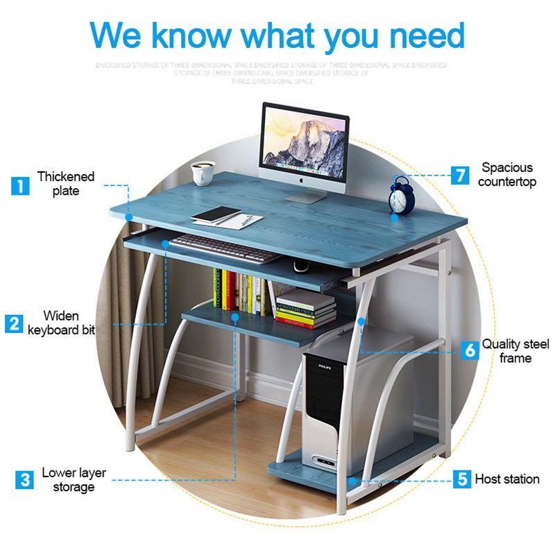 WISHPOOL Student Study Table Computer Desktop Table Office Table Simple