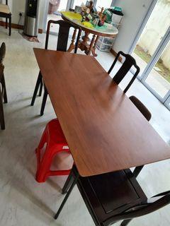 Wood dining table with metal legs
