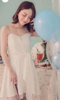 Yoco White Bustier Tube Dress with tie-front