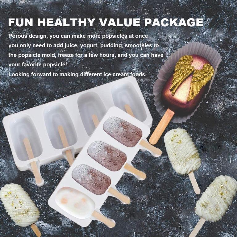 CC Premium Products & Brands Popsicle Mold Set (2-Pack + 50 Sticks): Easy Release Silicone Popsicle Molds with 50 Popsicle Sticks - Easy to Clean, Flexible, Multi-Use Freezer