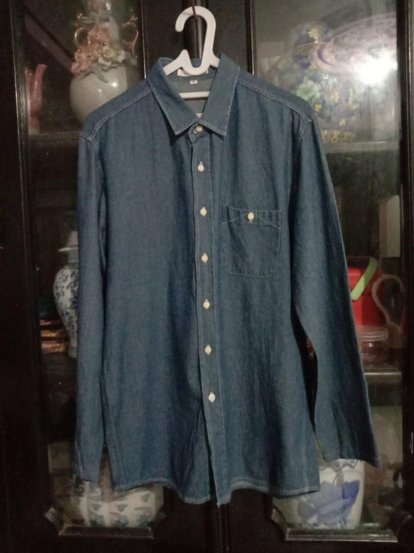 A-DL Blue denim button-down long line 