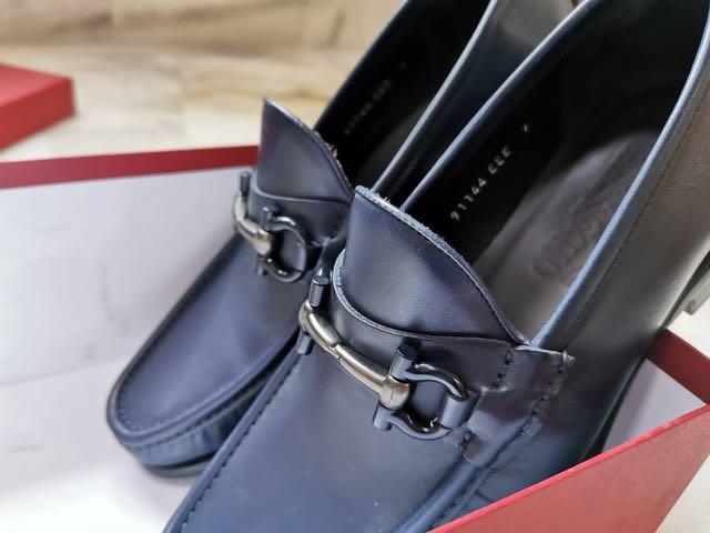 Authentic Salvatore Ferragamo Mason Blue Marin Calf Men