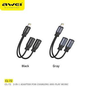Awei Dual Lightning Dongle for IOS Audio Splitter & Charge Adapter 2 in 1 IOS Earphones ORIGINAL