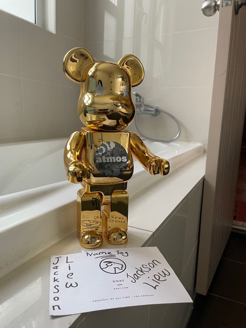Bearbrick Atmos Gold Chrome, Luxury, Accessories on Carousell