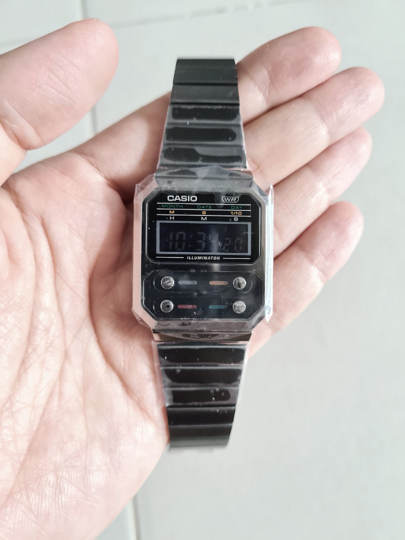Casio A100WEGG - 1A Black, Luxury, Watches on Carousell