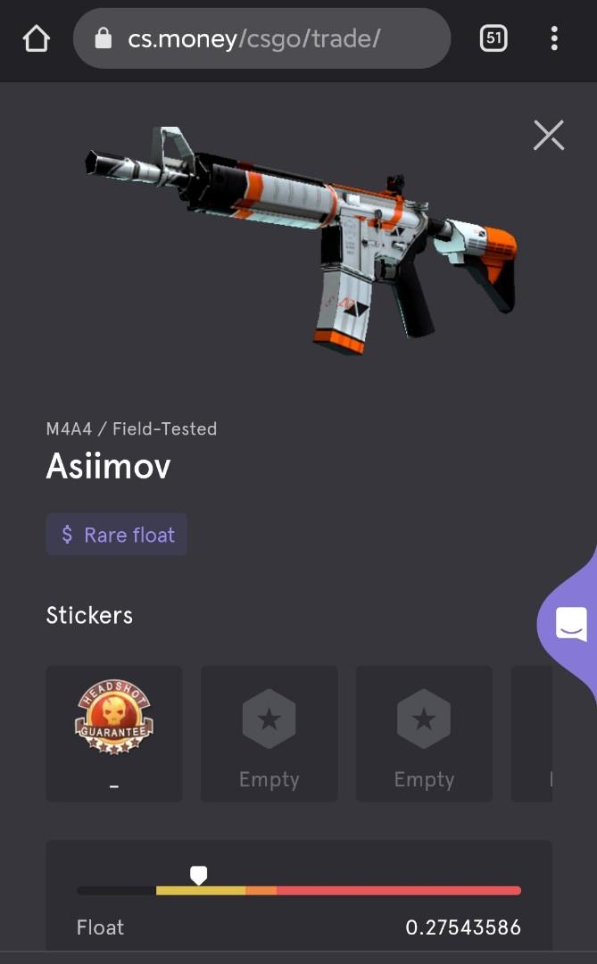CSGO M4A4 Asiimov Rare Float, Video Gaming, Gaming Accessories, InGame