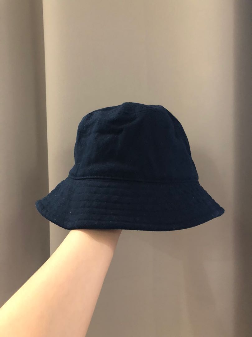 Dark Blue Velvet Bucket Hat, Women's 