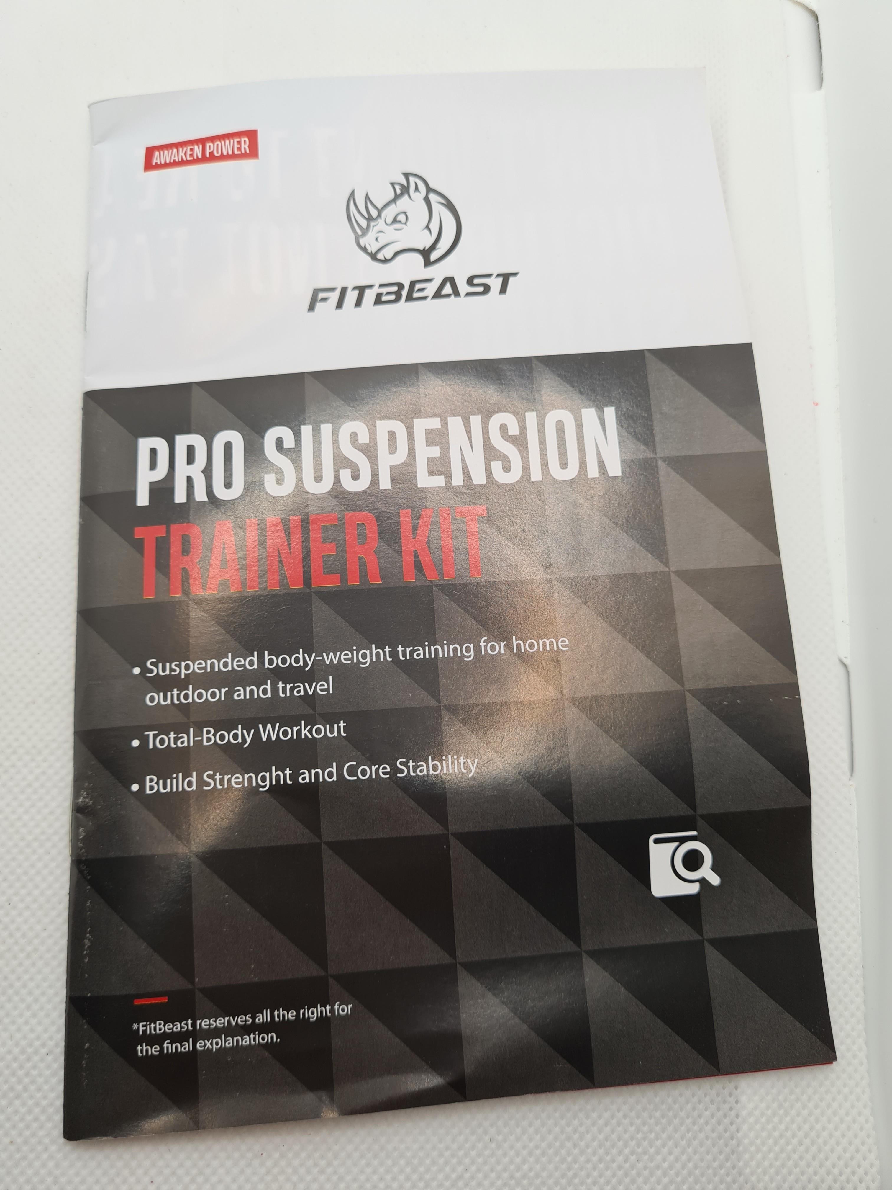 FitBeast Suspension Trainer Kit Fitness Training Suspension Training Bands Professional Gym Fitness Training Straps Complete Full Body Workouts Kit for Travel Home Gym Workout Sports Equipment Exercis...