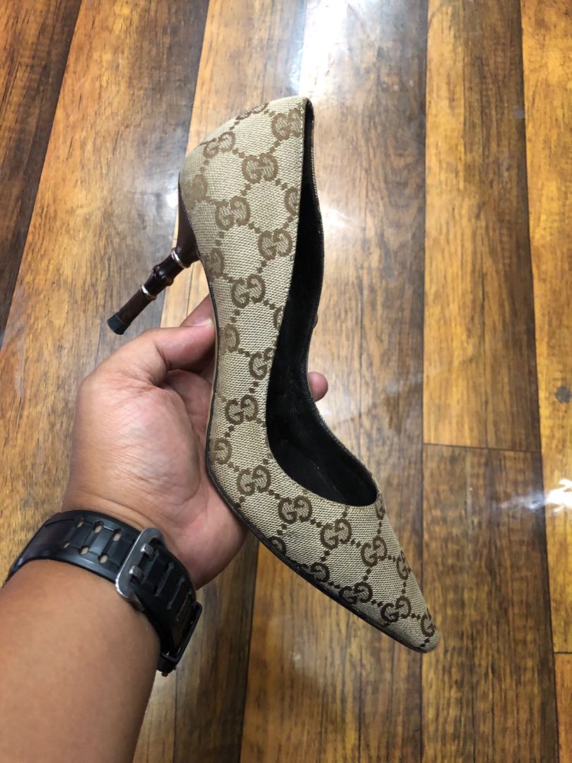 Gucci Monogram Canvas Brown Pumps Heels Wmn s 36 c