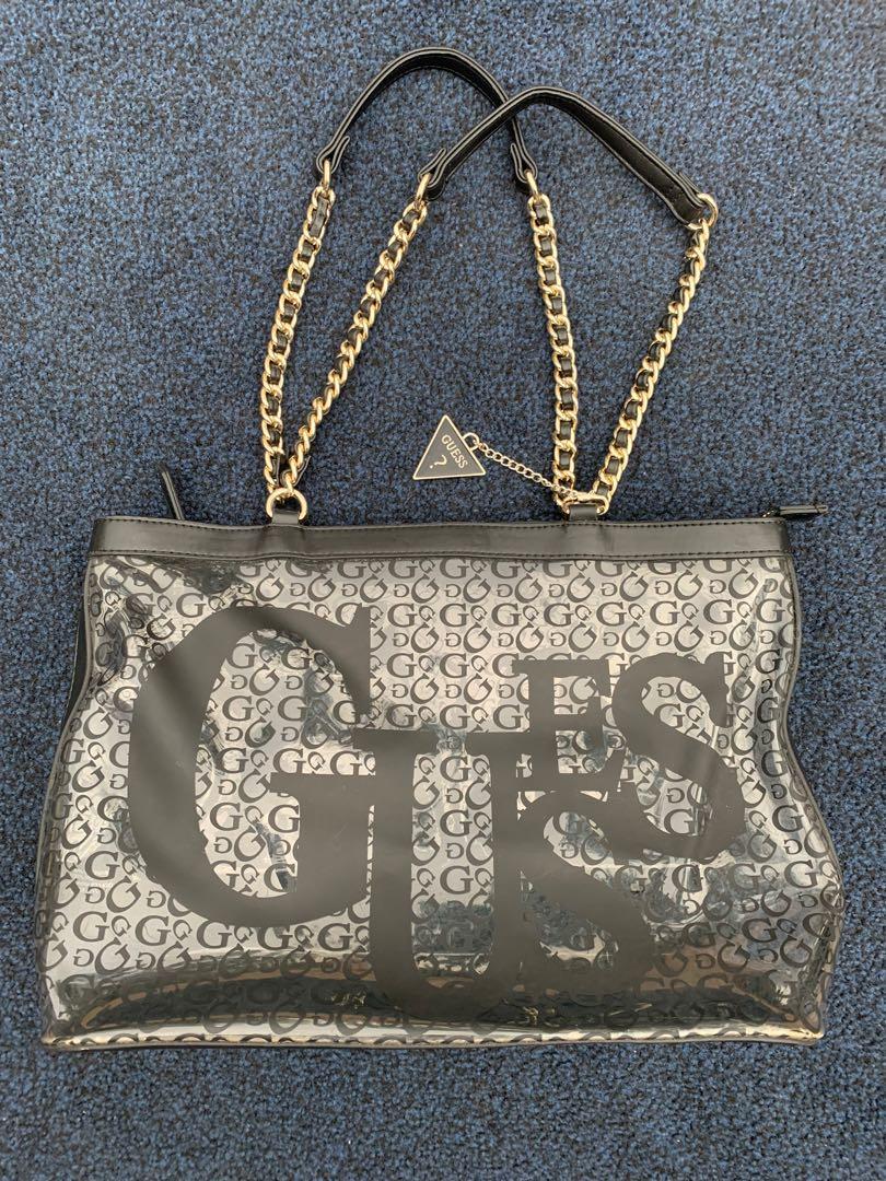 GUESS clear transparent tote bag