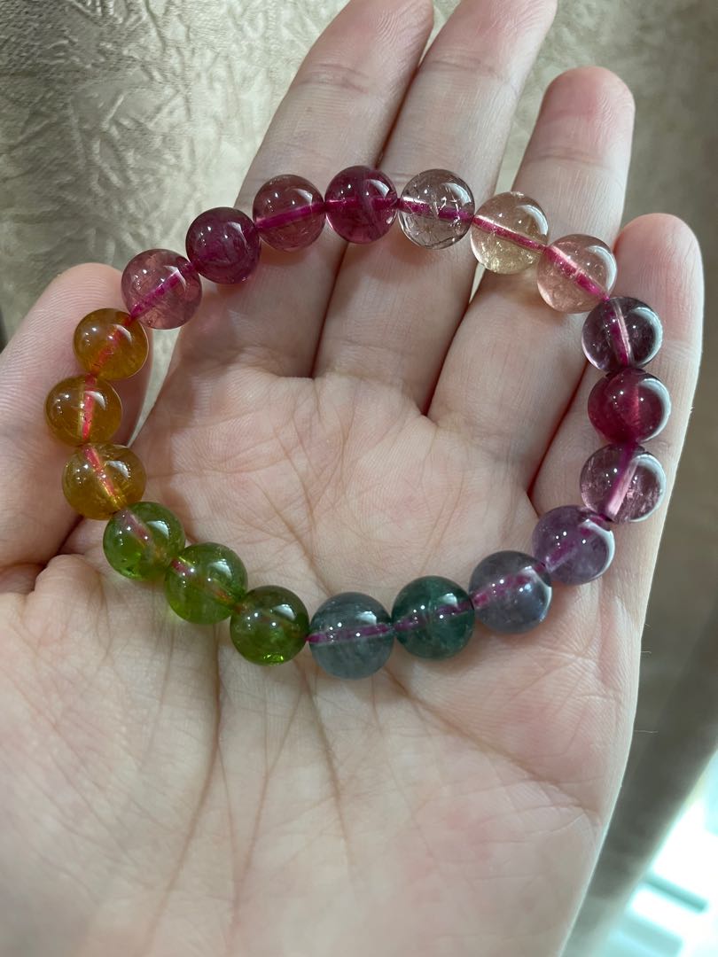 High grade rainbow tourmaline bracelet