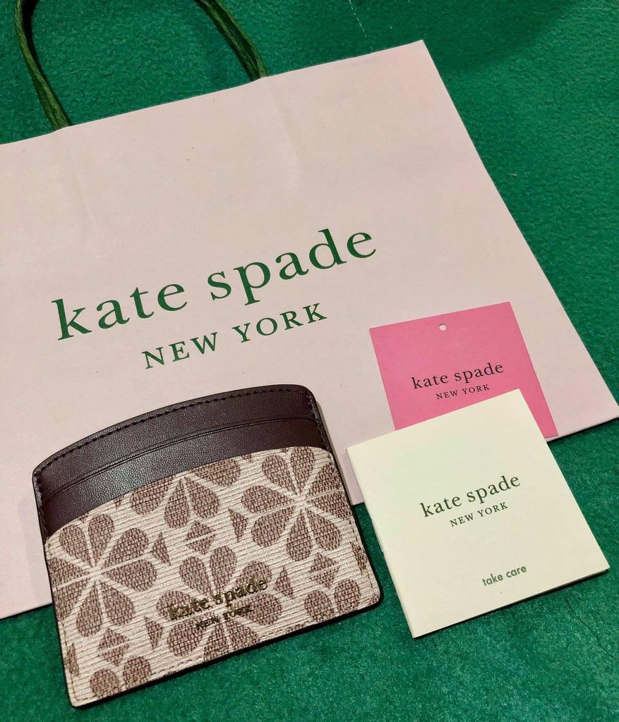 Kate Spade flower coated canvas card case, Women's Fashion, Bags & Wallets, Wallets & Card