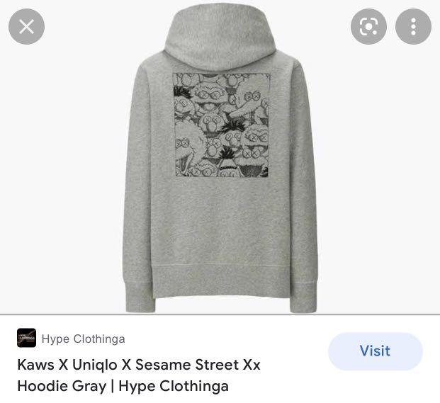Kaws x uniqlo x sesame street hoodie gray