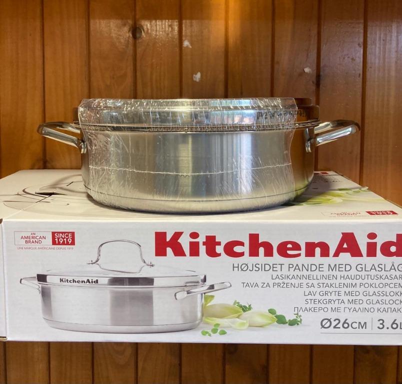 KitchenAid Induction Pan with Glass Lid 26cm/3.6L, Furniture & Home
