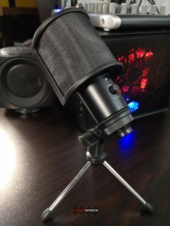 Microphone Condenser USB Microphone Studio Mic Podcast Karaoke Recording with U Pop Filter