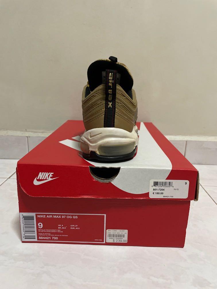 Nike Air Max 97 OG Gold Bullet Men s Fashion Footwear Sneakers
