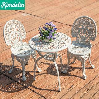 Outdoor Cast Aluminum Tables and Chairs Courtyard Garden Iron Leisure Chairs Balcony Outdoor Tables and Chairs Set of Three