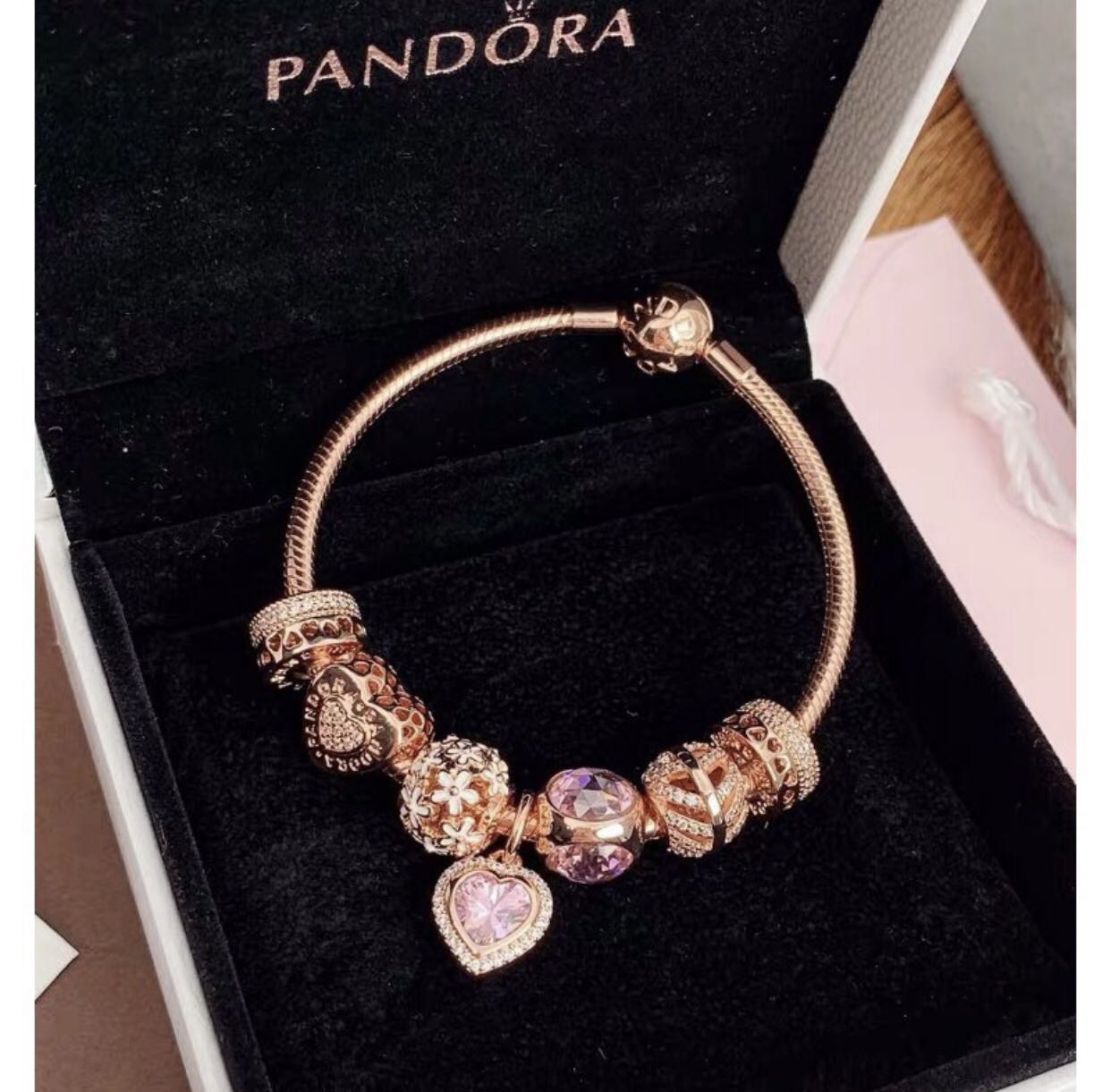 Pandora rose gold cheap bracelet set
